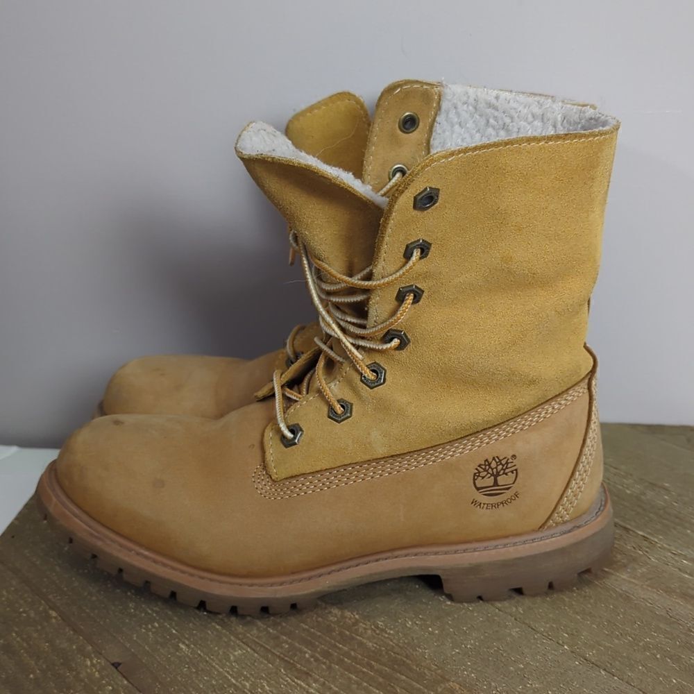 Timberlands teddy fleece roll down boots 7 - Picture 6 of 8